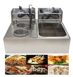 110V2 in1 Multifunctional Noodle Cooking Machine Countertop Deep Double Cylinder