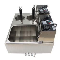 110V2 in1 Multifunctional Noodle Cooking Machine Countertop Deep Double Cylinder