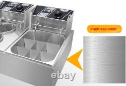 110V2 in1 Multifunctional Noodle Cooking Machine Countertop Deep Double Cylinder