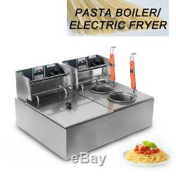 Electric Noodle Pasta Cooking Machine Countertop Deep Fryer Double Cylinder