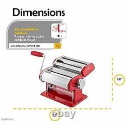 GOURMEX Stainless Steel Manual Pasta Maker Machine with Adjustable Thickness