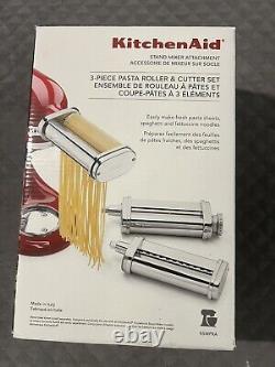 KitchenAid Attachment 3-Piece Pasta Roller Cutter Set Made in Italy Open Box New