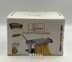 Laroma Italian Pasta Maker Machine Chrome Steel with Wood Handle Homemade Noodle