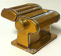 Marcato Atlas Pasta Machine Stainless Steel Gold Italy With Hand Crank