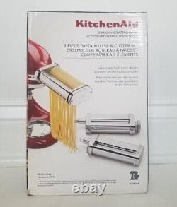 New! KitchenAid KSMPRA Pasta Roller & Cutter Attachment 3-Piece Set