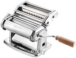 Pasta Maker Machine Heavy Duty Steel Construction W Easy Lock Dial and Wood Gr