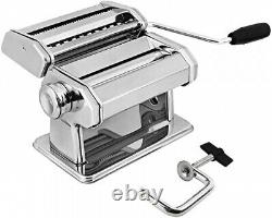 (Silver) GOURMEX Stainless Steel Manual Pasta Maker Machine With